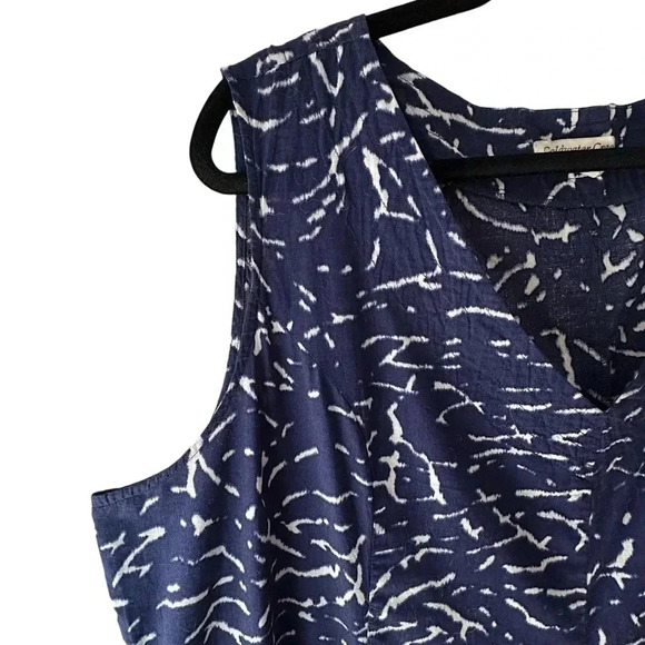 COLDWATER CREEK NWOT SLEEVELESS COTTON INDIGO BLUE PRINT SHIFT DRESS | XXL - Picture 3 of 10